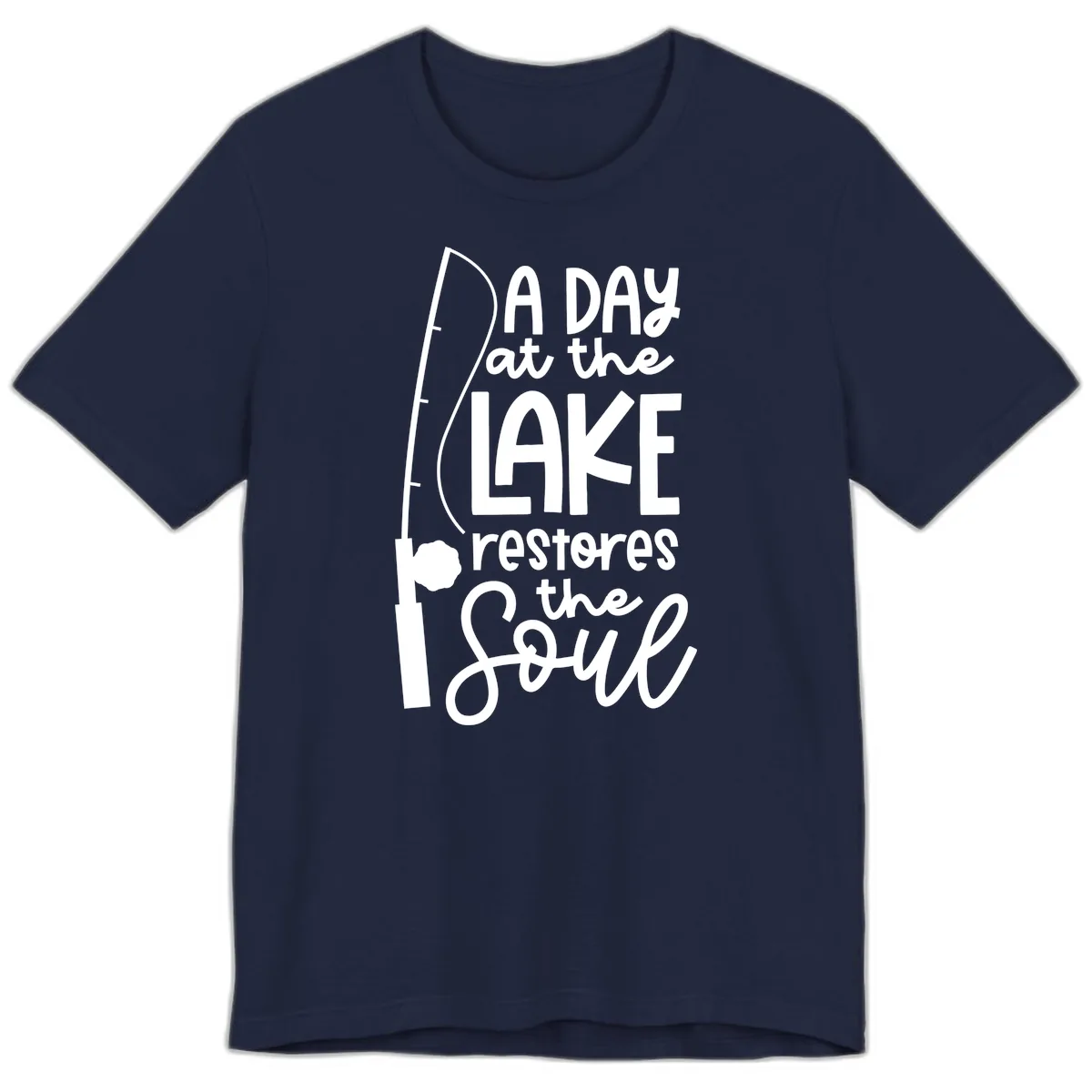 A Day at the Lake Restores the Soul Premium T-Shirt in Navy