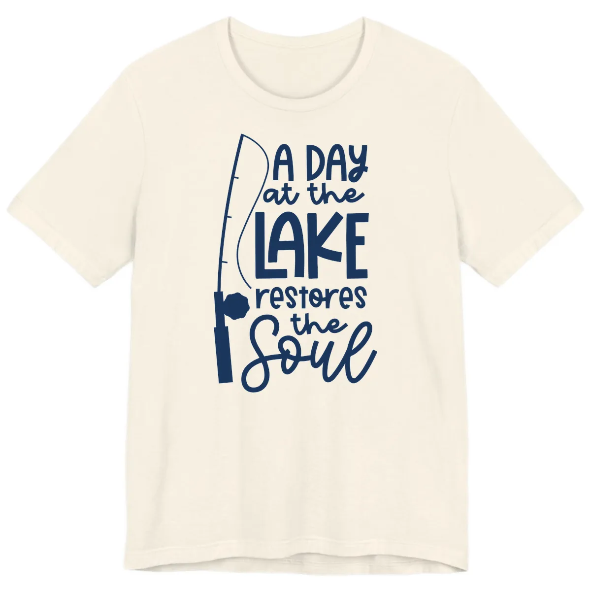 A Day at the Lake Restores the Soul Premium T-Shirt in Natural