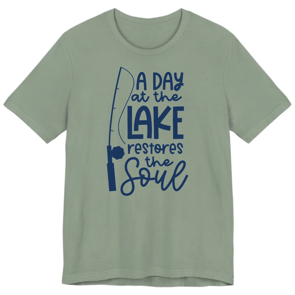 A Day at the Lake Restores the Soul Premium T-Shirt in Sage