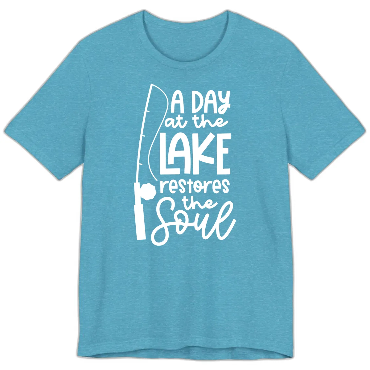 A Day at the Lake Restores the Soul Premium T-Shirt in Heather Aqua