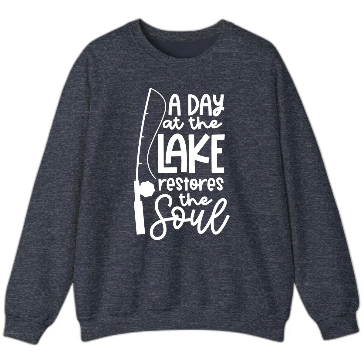 A Day at the Lake Restores the Soul Sweatshirt in Heather Sport Dark Navy