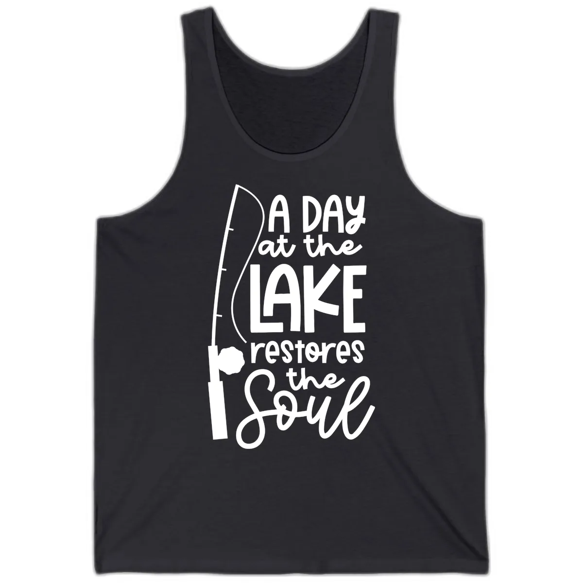 A Day at the Lake Restores the Soul Tank in Dark Grey