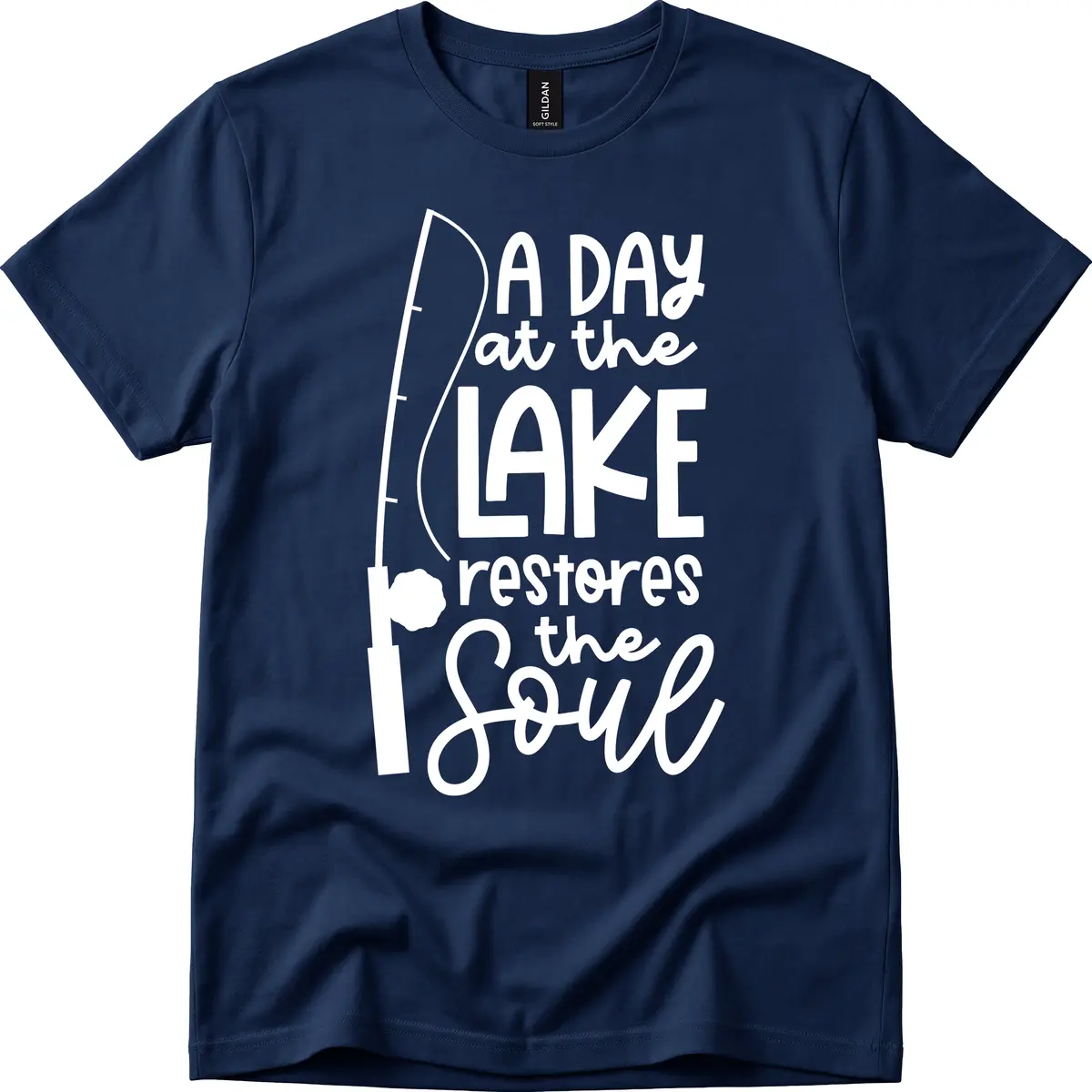 A Day at the Lake Restores the Soul T-Shirt in Navy