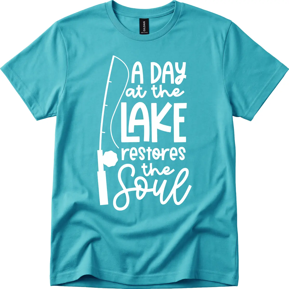 A Day at the Lake Restores the Soul T-Shirt in Tropical Blue