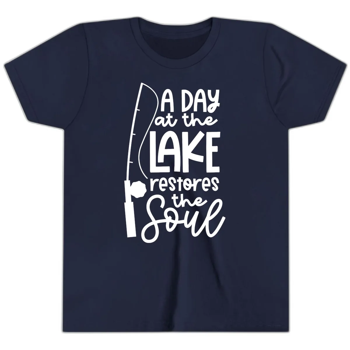 A Day at the Lake Restores the Soul Youth T-Shirt in Navy