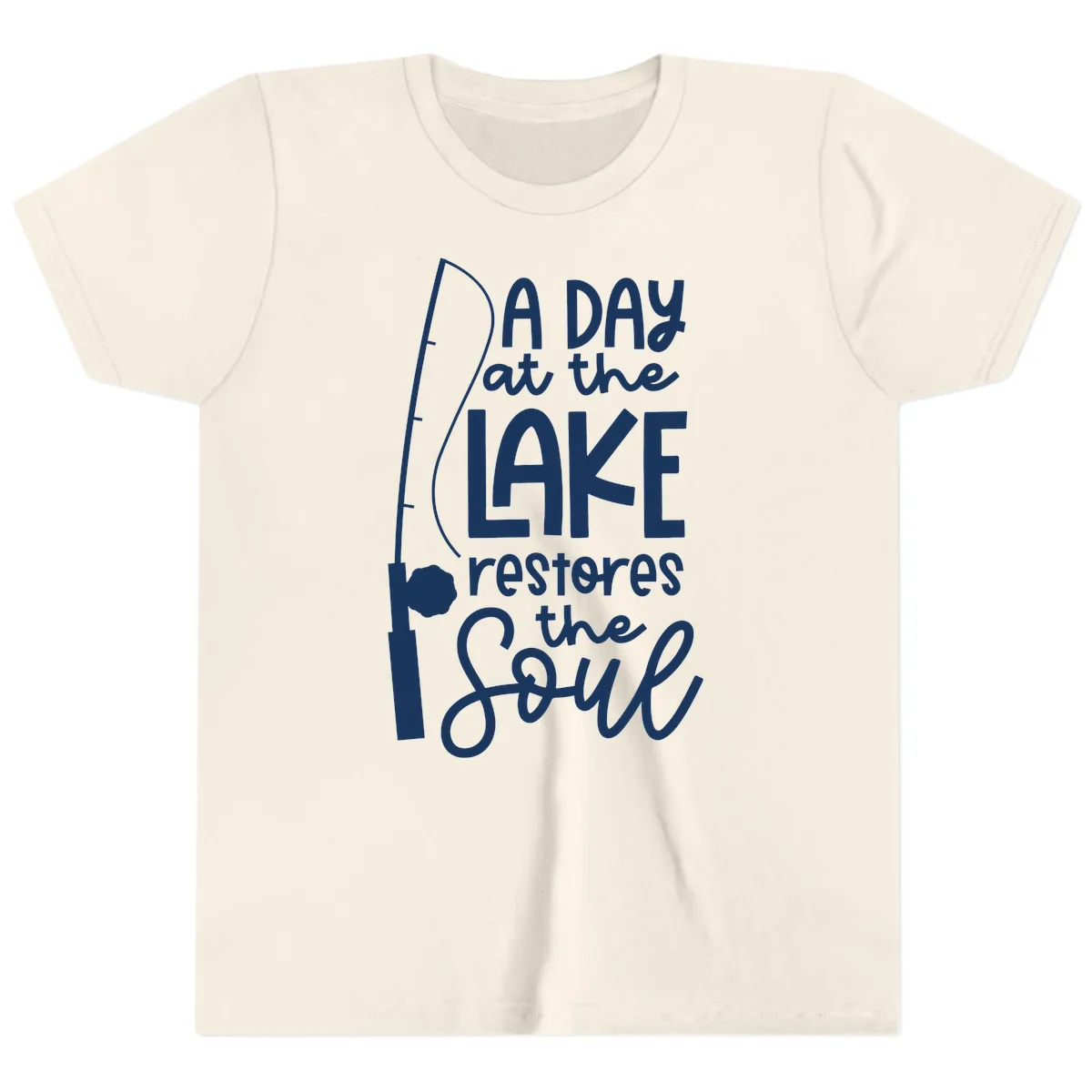 A Day at the Lake Restores the Soul Youth T-Shirt in Natural