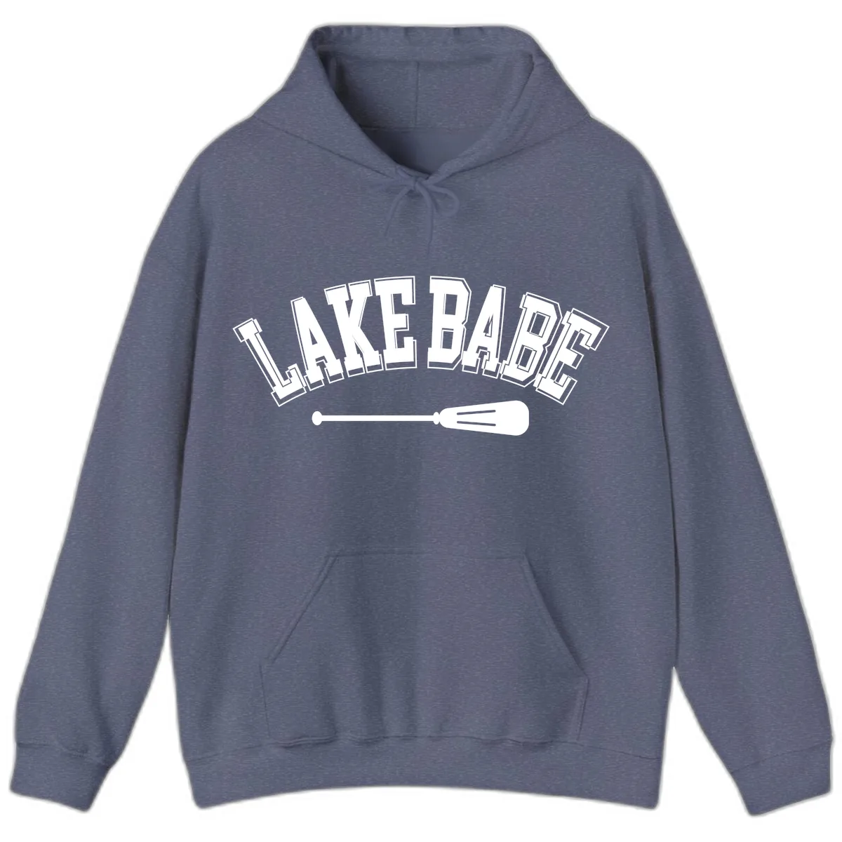 Lake Babe Arch Design Hoodie in Heather Navy