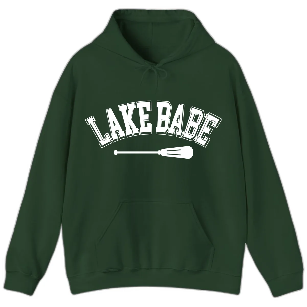 Lake Babe Arch Design Hoodie in Forest Green