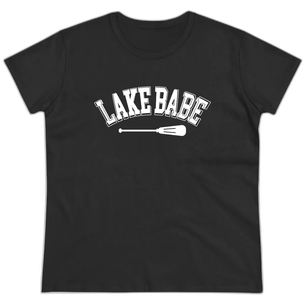 Lake Babe Arch Design Ladies Tee in Black