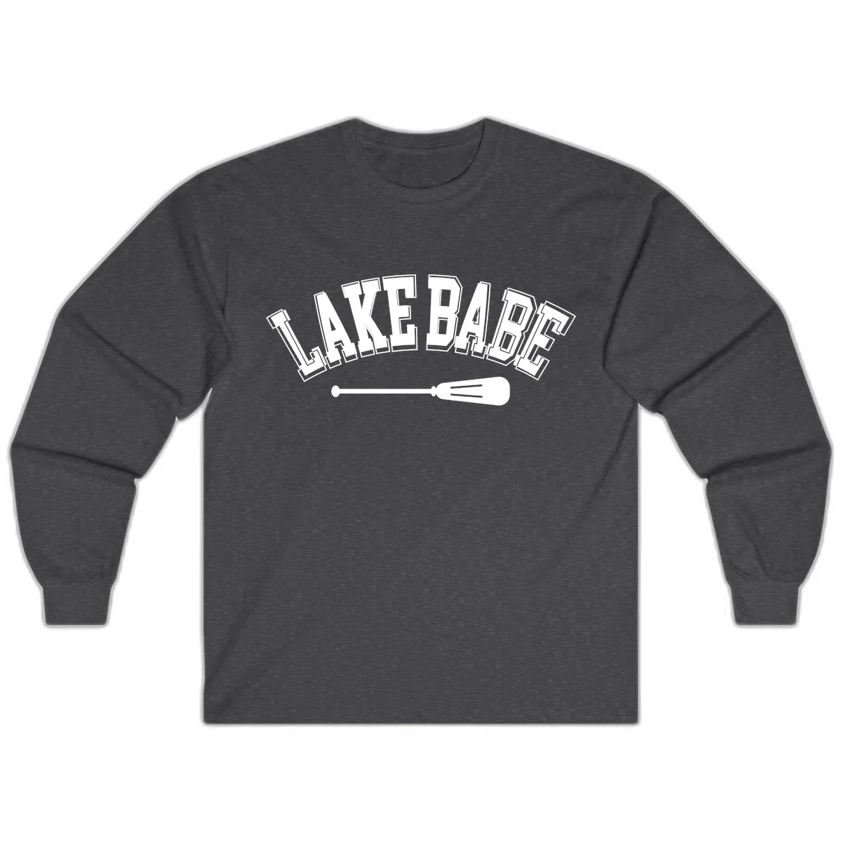 Lake Babe Arch Design Long Sleeve in Dark Heather