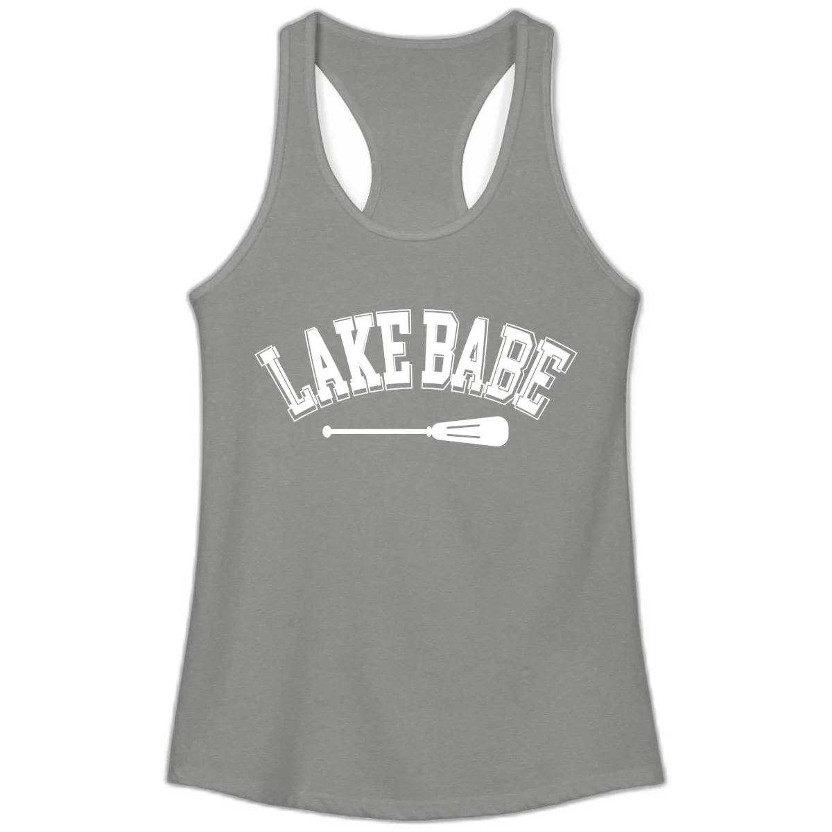 Lake Babe Arch Design Ladies Tank in Heather Grey