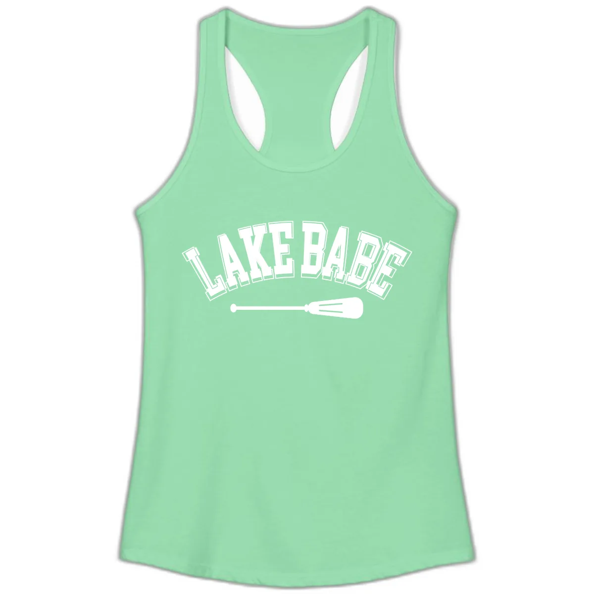 Lake Babe Arch Design Ladies Tank in Solid Mint