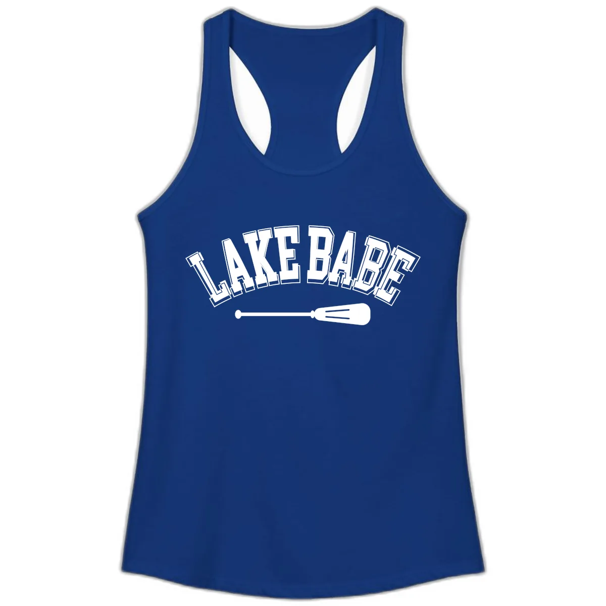 Lake Babe Arch Design Ladies Tank in Solid Royal