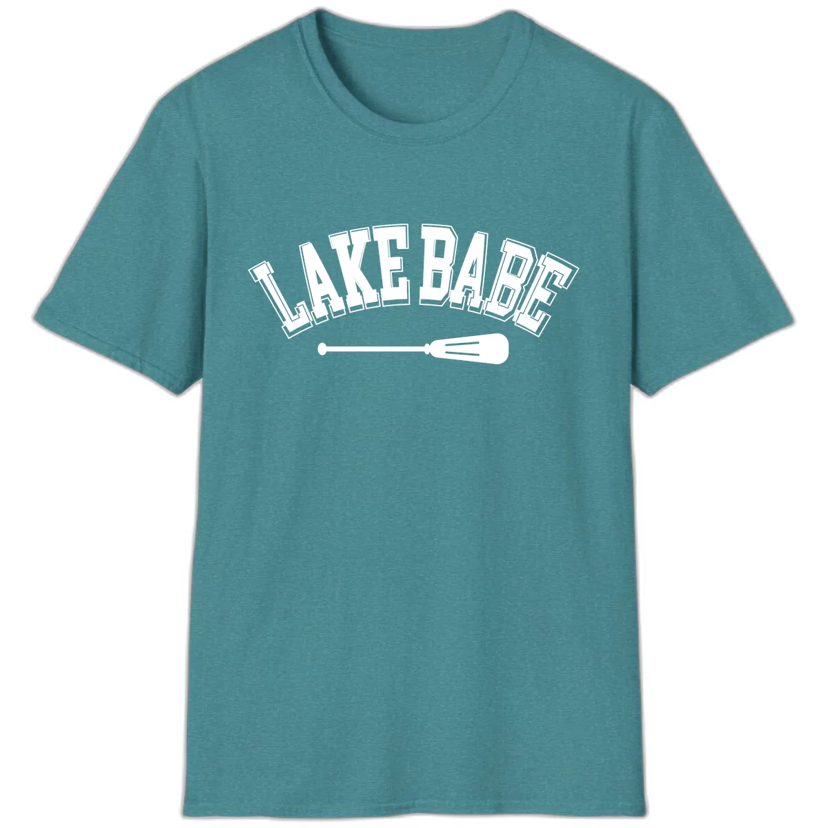 Lake Babe Arch Design T-Shirt in Heather Galapagos Blue