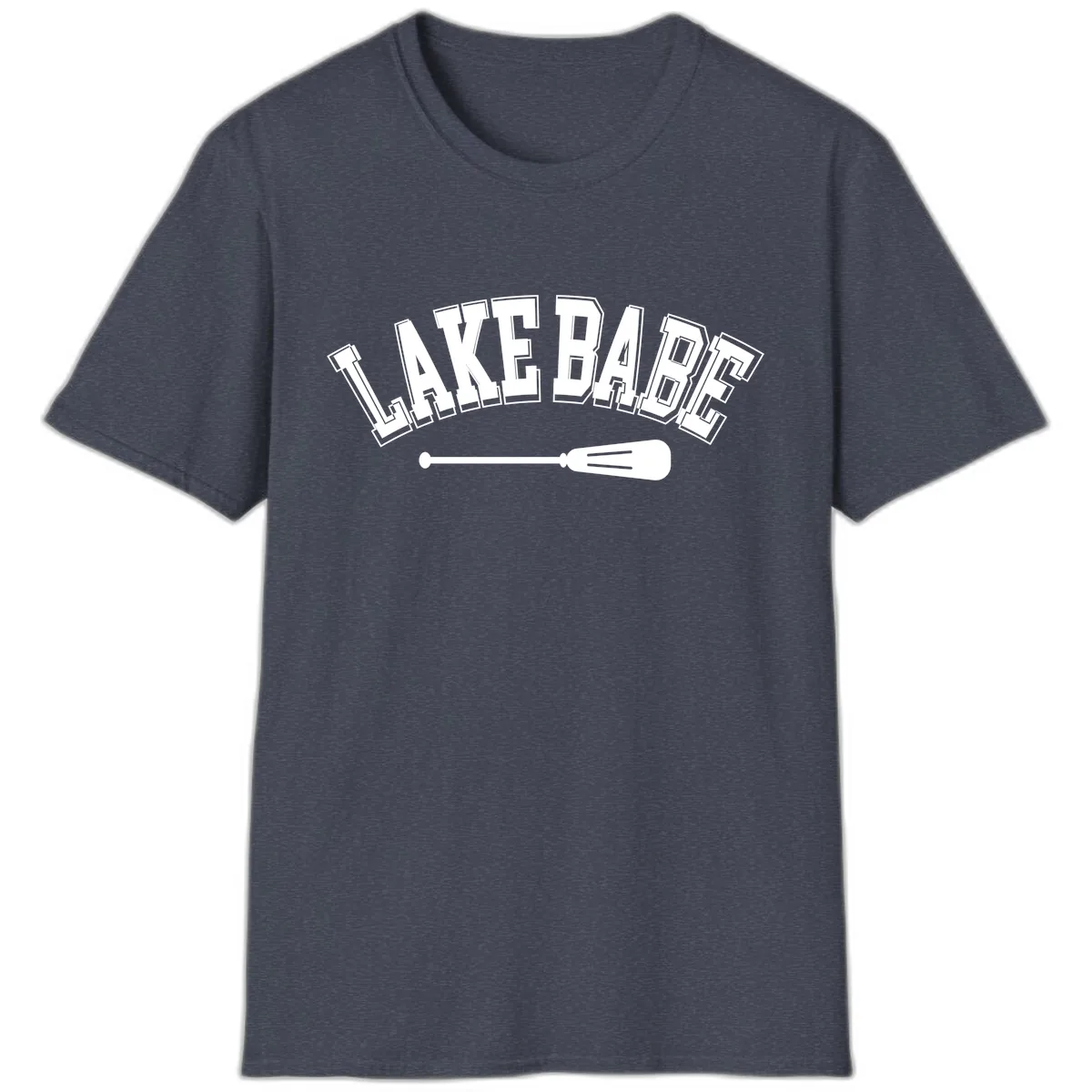 Lake Babe Arch Design T-Shirt in Heather Navy