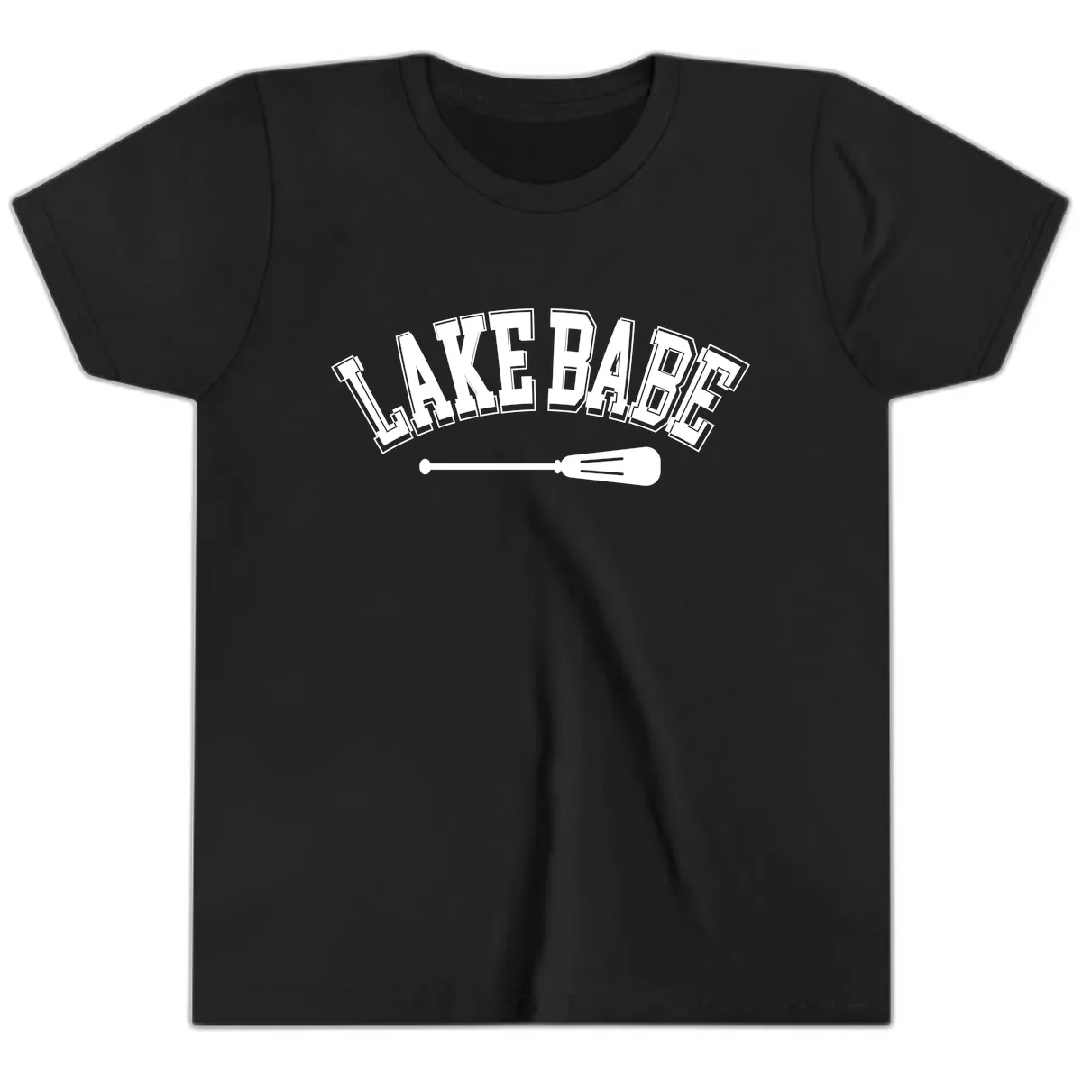 Lake Babe Arch Design Youth T-Shirt in Black