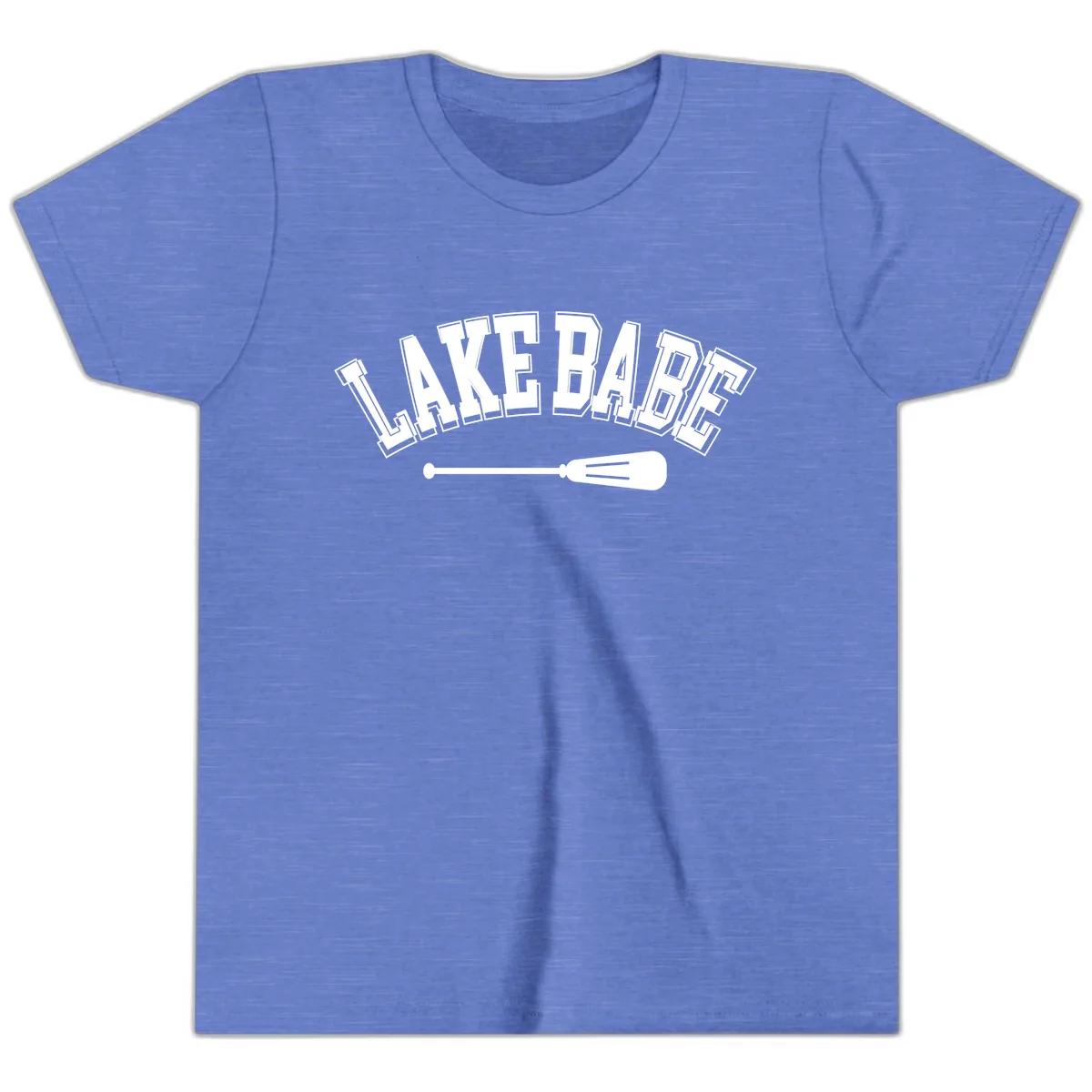 Lake Babe Arch Design Youth T-Shirt in Heather Columbia Blue