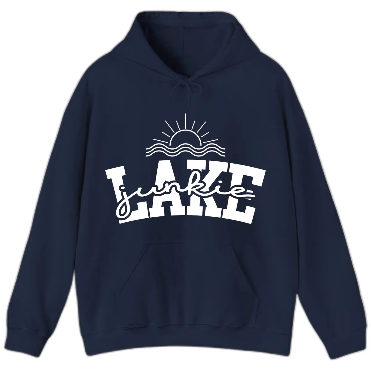 Lake Junkie Graphic Design Hoodie in Navy