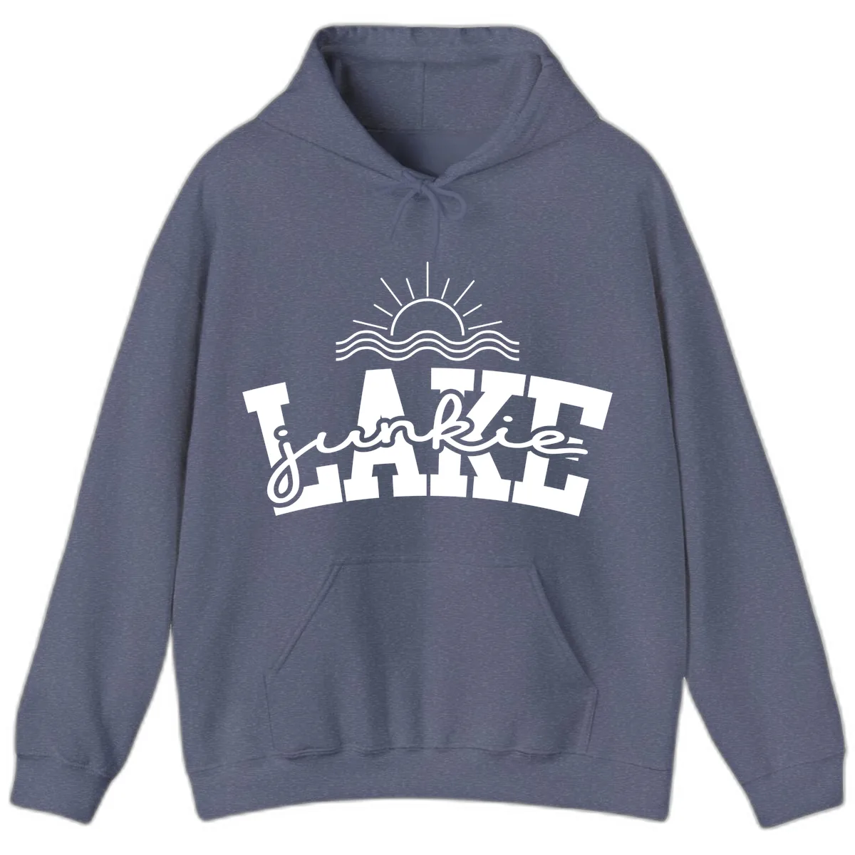 Lake Junkie Graphic Design Hoodie in Heather Navy