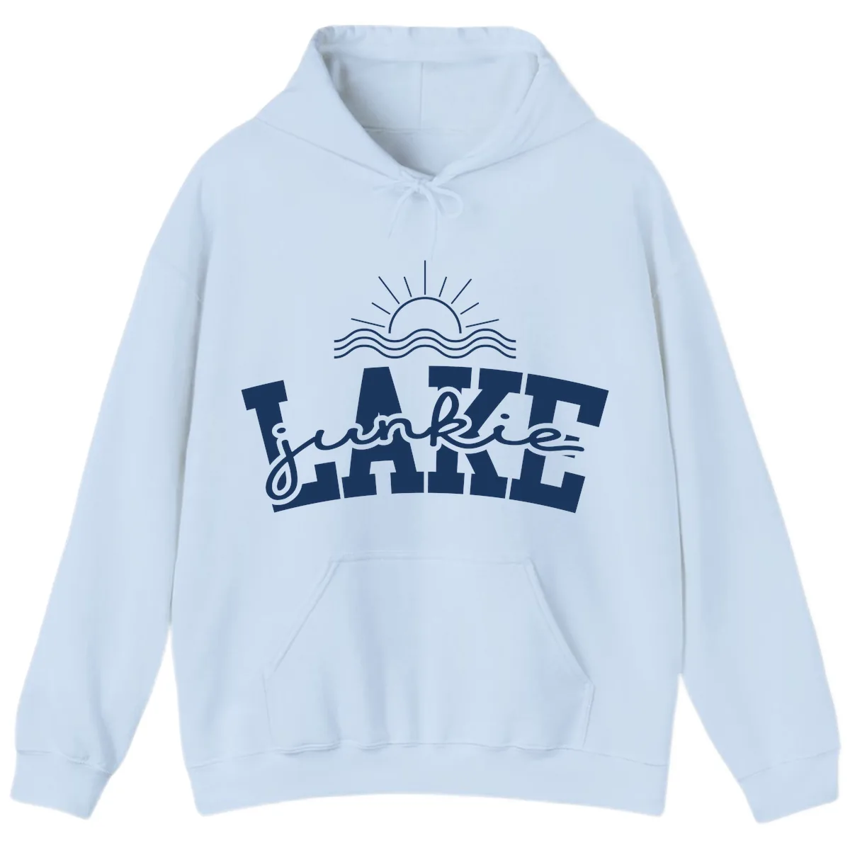 Lake Junkie Graphic Design Hoodie in Light Blue