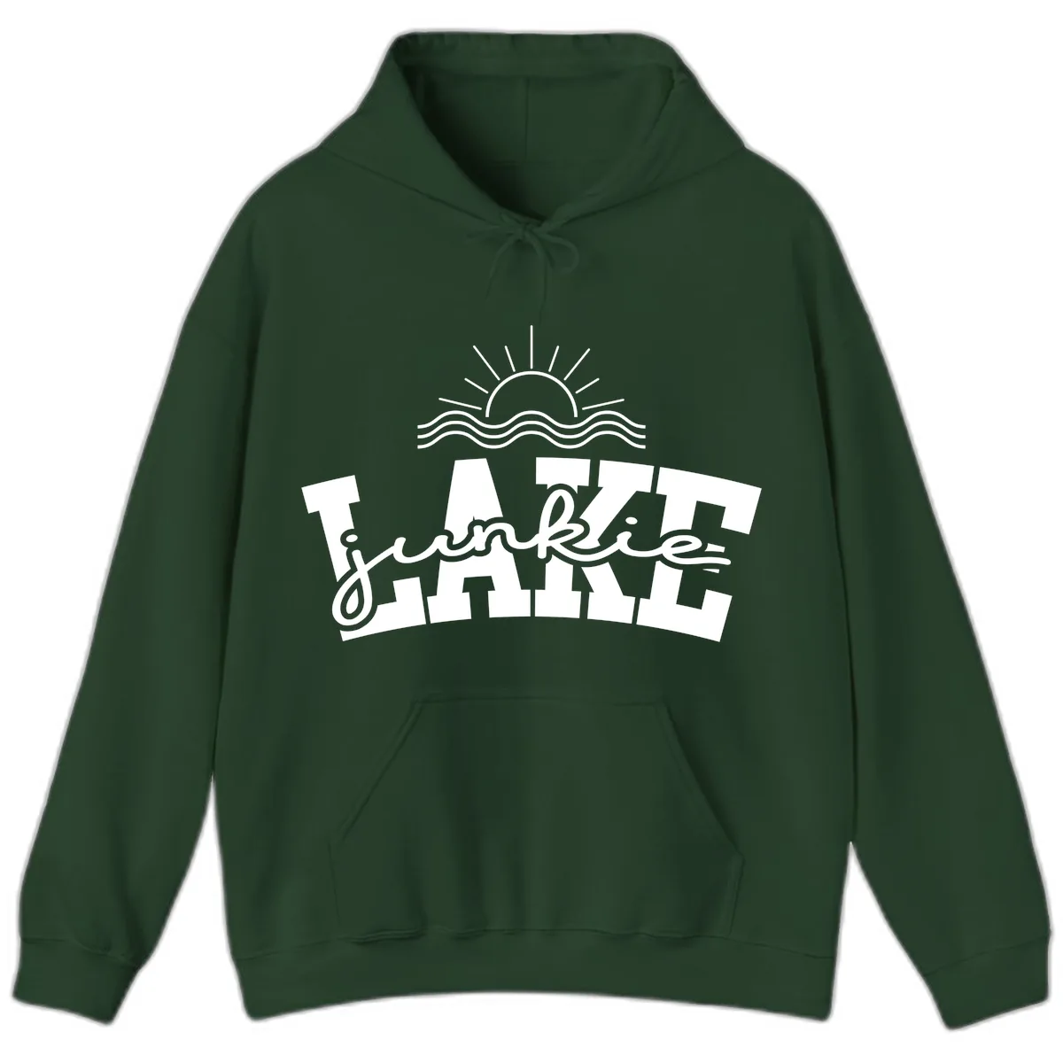 Lake Junkie Graphic Design Hoodie in Forest Green