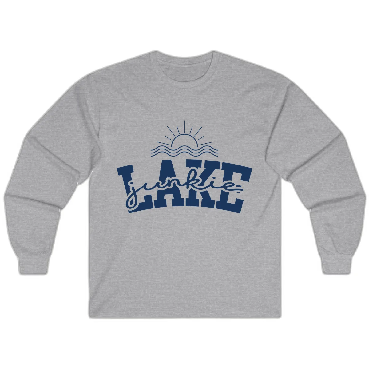 Lake Junkie Graphic Design Long Sleeve in Sport Grey