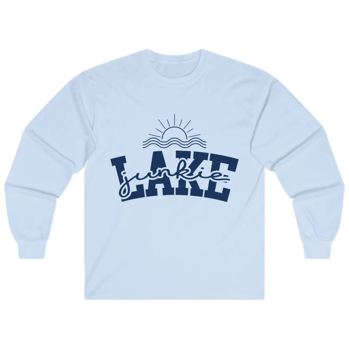 Lake Junkie Graphic Design Long Sleeve in Light Blue