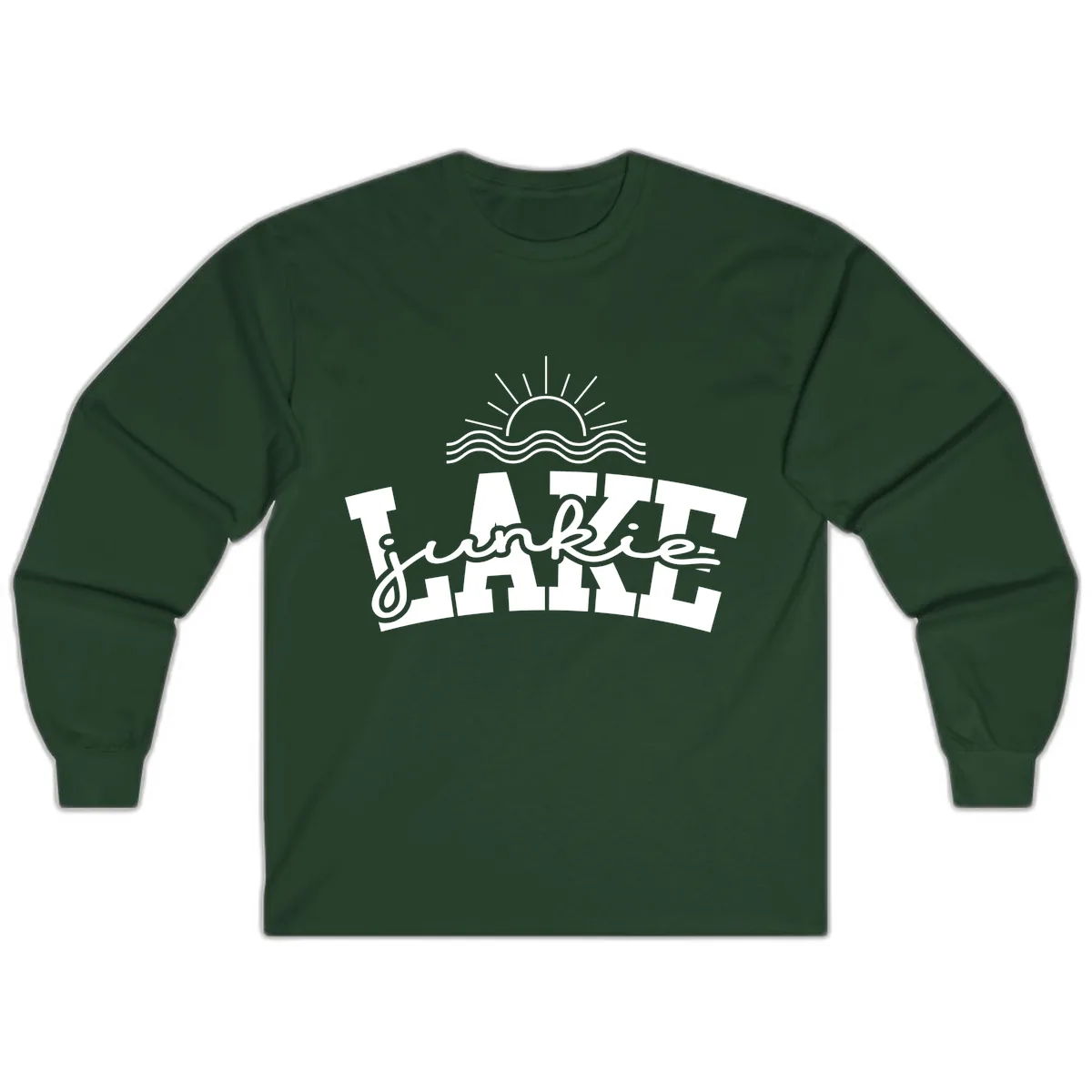 Lake Junkie Graphic Design Long Sleeve in Forest Green