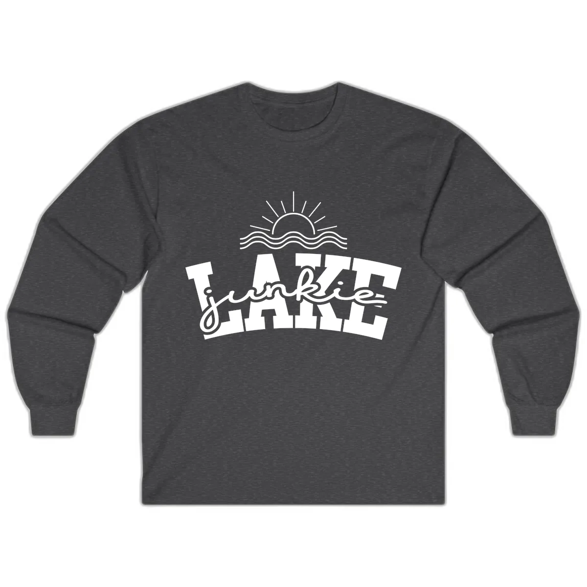 Lake Junkie Graphic Design Long Sleeve in Dark Heather