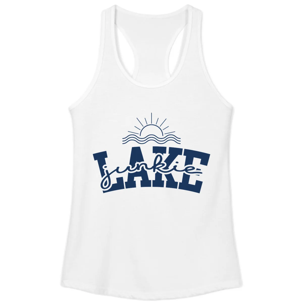 Lake Junkie Graphic Design Ladies Tank in White