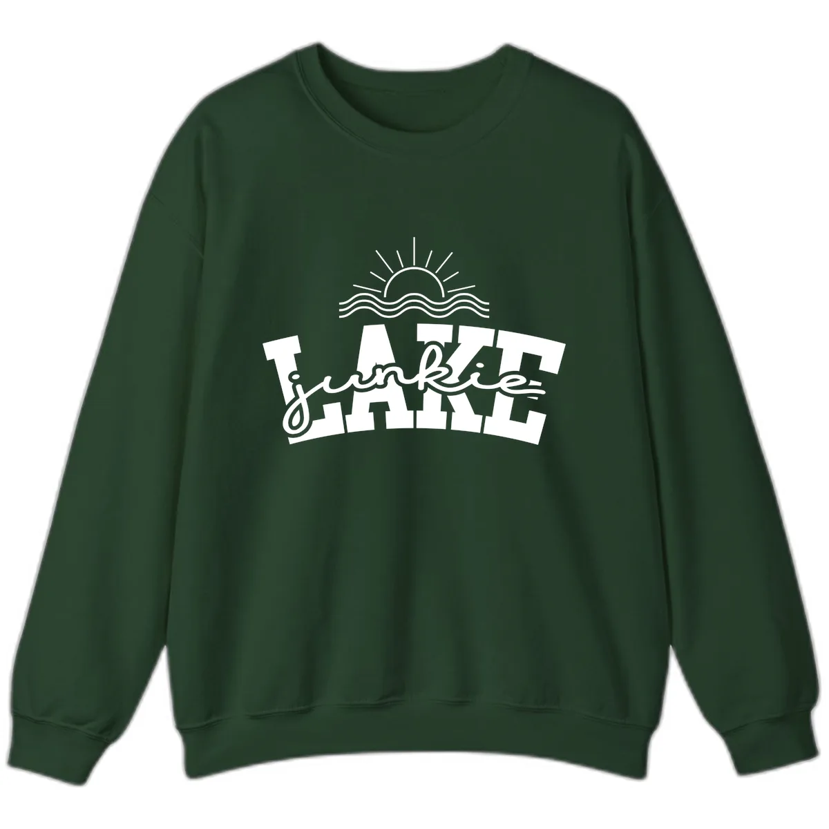 Lake Junkie Graphic Design Sweatshirt in Forest Green