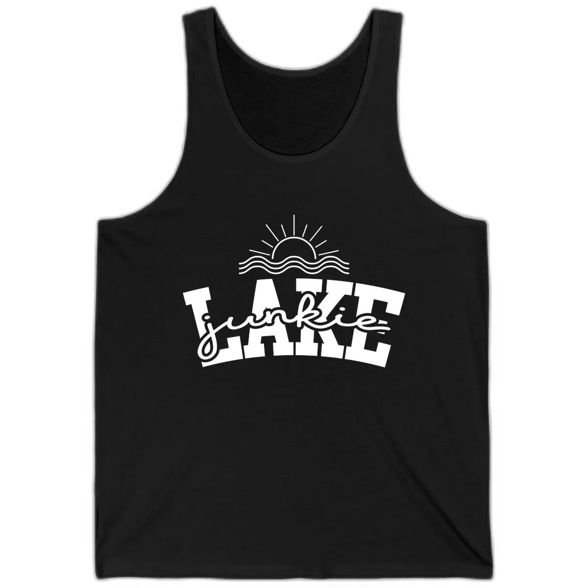 Lake Junkie Graphic Design Tank in Black