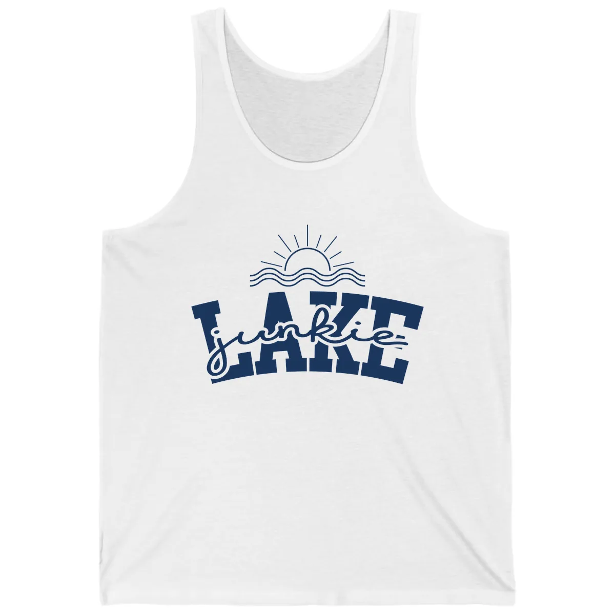 Lake Junkie Graphic Design Tank in White