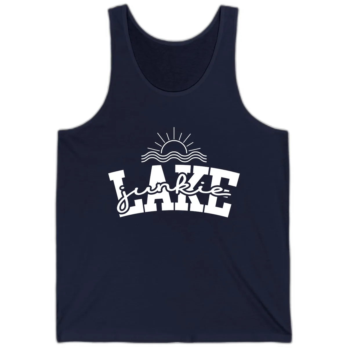 Lake Junkie Graphic Design Tank in Navy