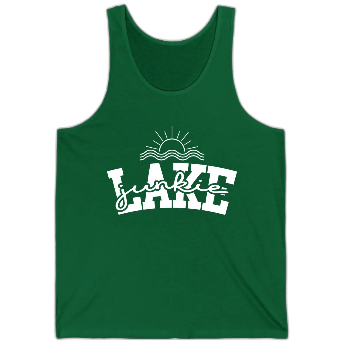Lake Junkie Graphic Design Tank in Kelly