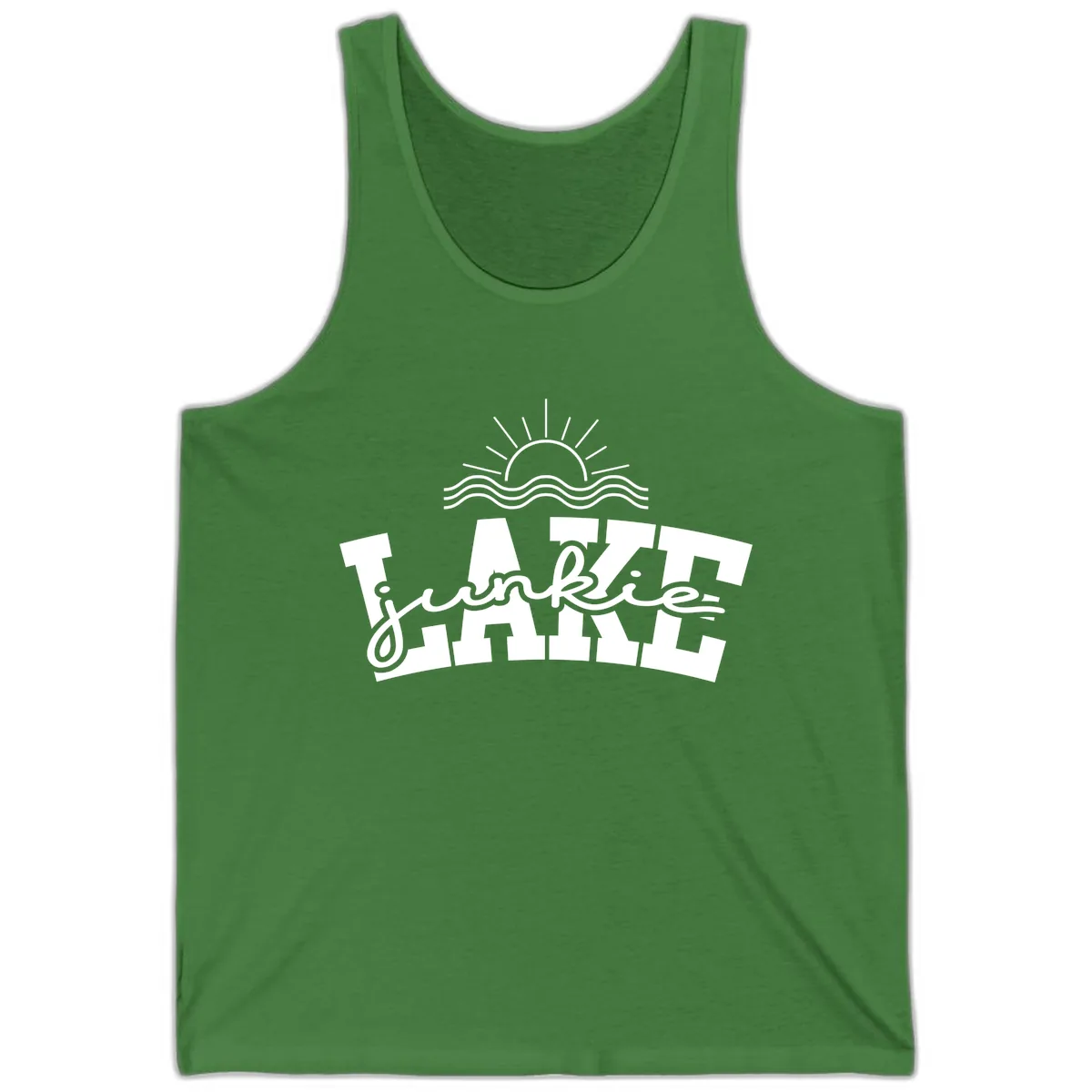 Lake Junkie Graphic Design Tank in Leaf