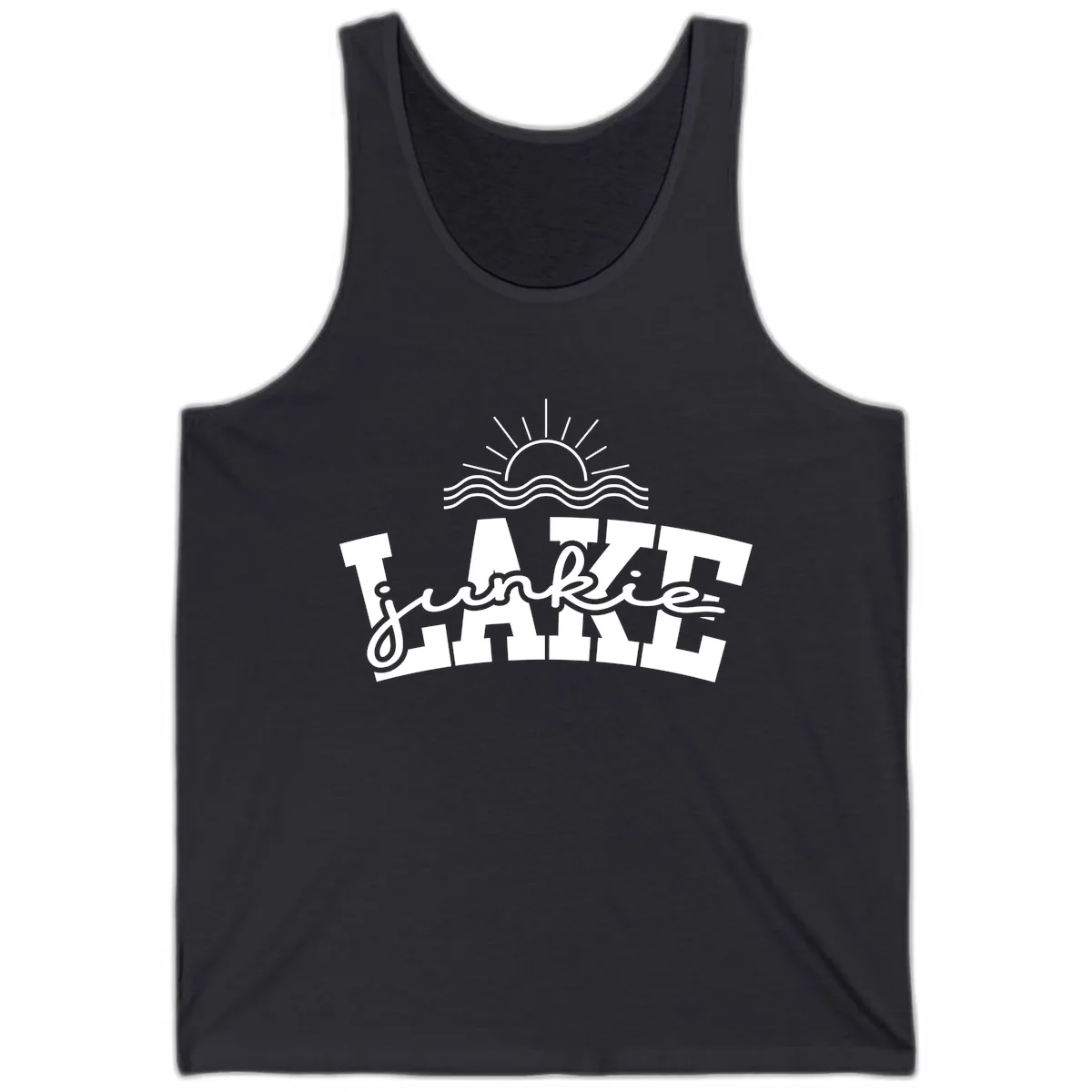 Lake Junkie Graphic Design Tank in Dark Grey