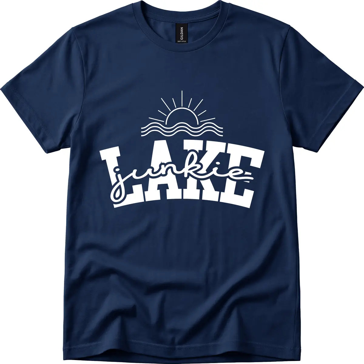 Lake Junkie Graphic Design T-Shirt in Navy