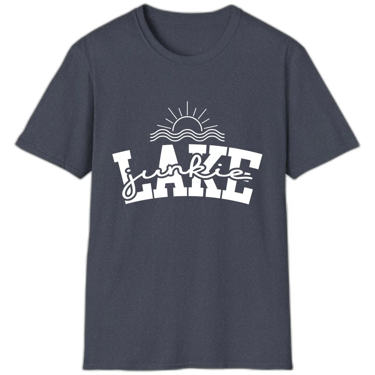 Lake Junkie Graphic Design T-Shirt in Heather Navy