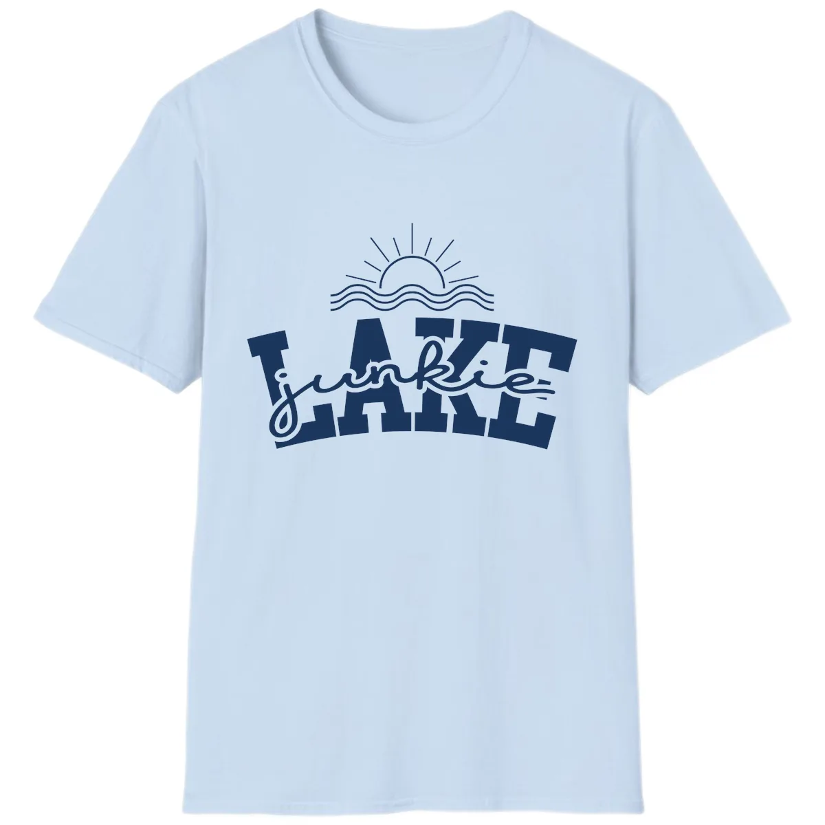 Lake Junkie Graphic Design T-Shirt in Light Blue