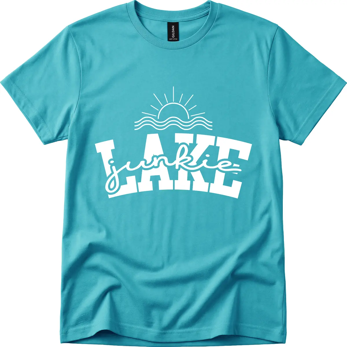 Lake Junkie Graphic Design T-Shirt in Tropical Blue