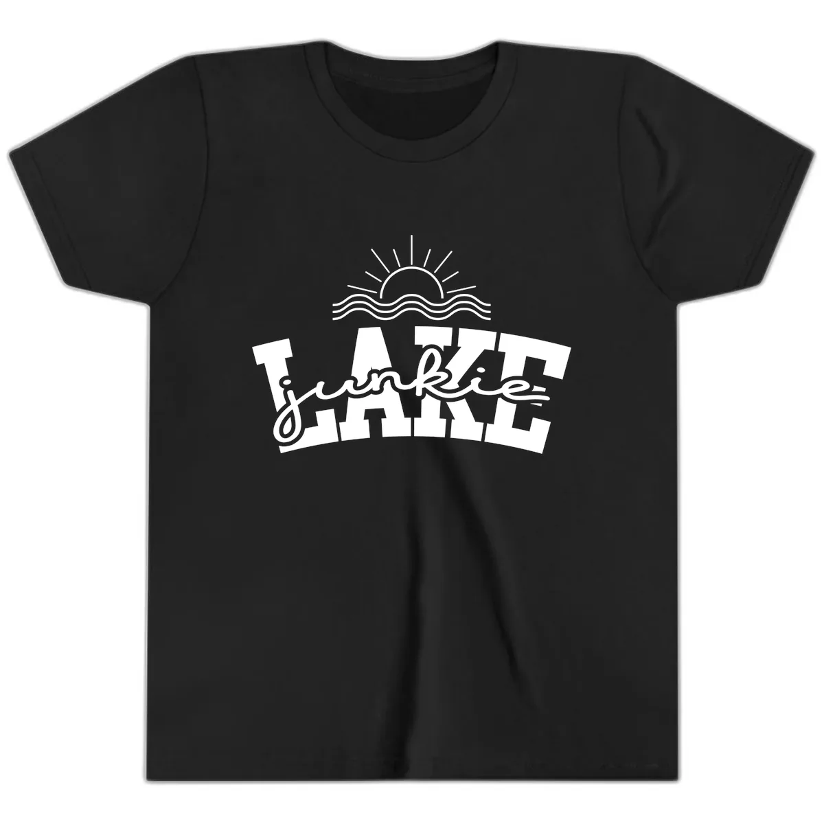 Lake Junkie Graphic Design Youth T-Shirt in Black
