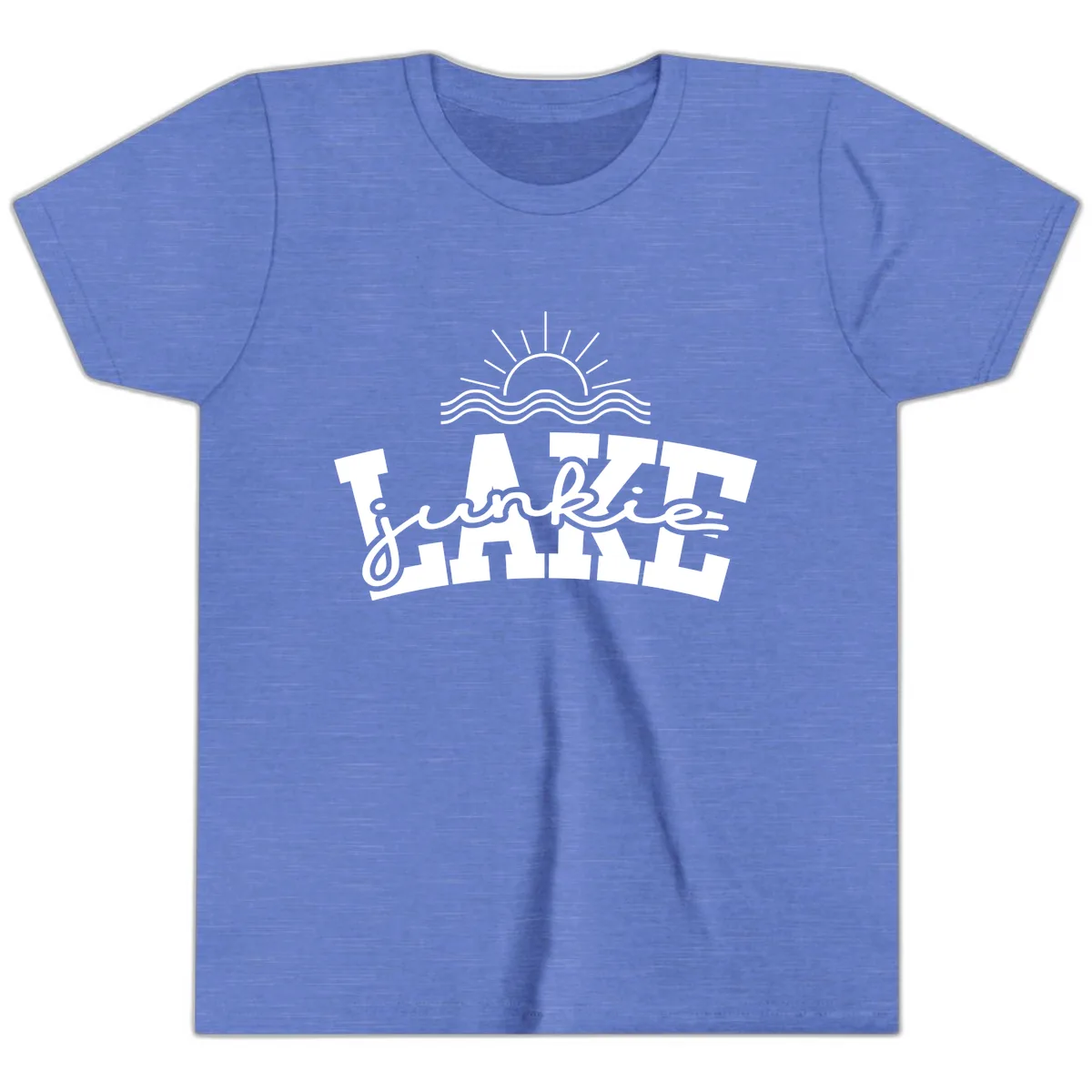 Lake Junkie Graphic Design Youth T-Shirt in Heather Columbia Blue