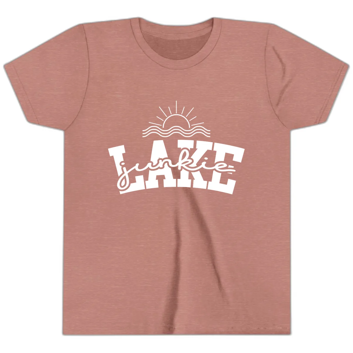 Lake Junkie Graphic Design Youth T-Shirt in Heather Mauve