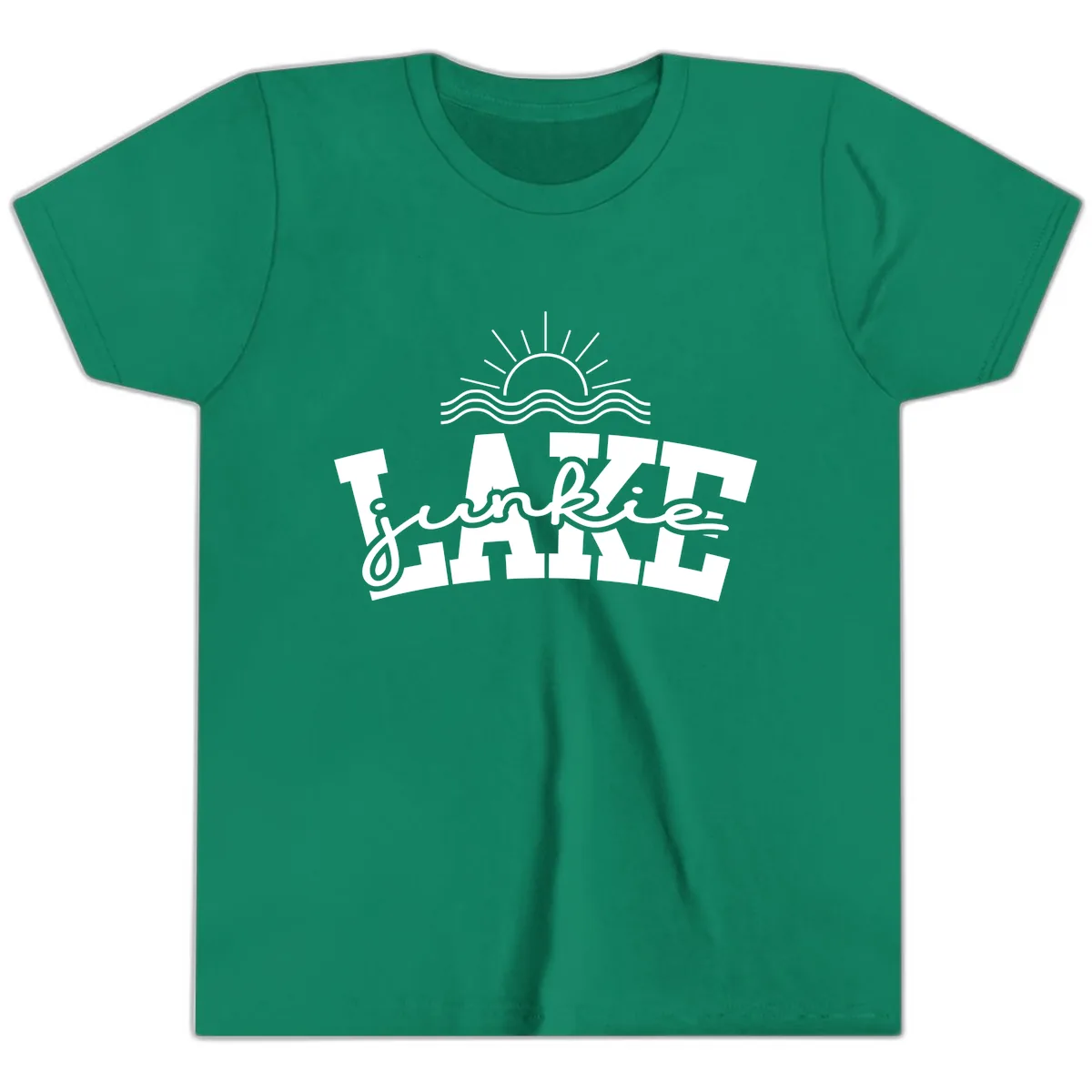 Lake Junkie Graphic Design Youth T-Shirt in Kelly