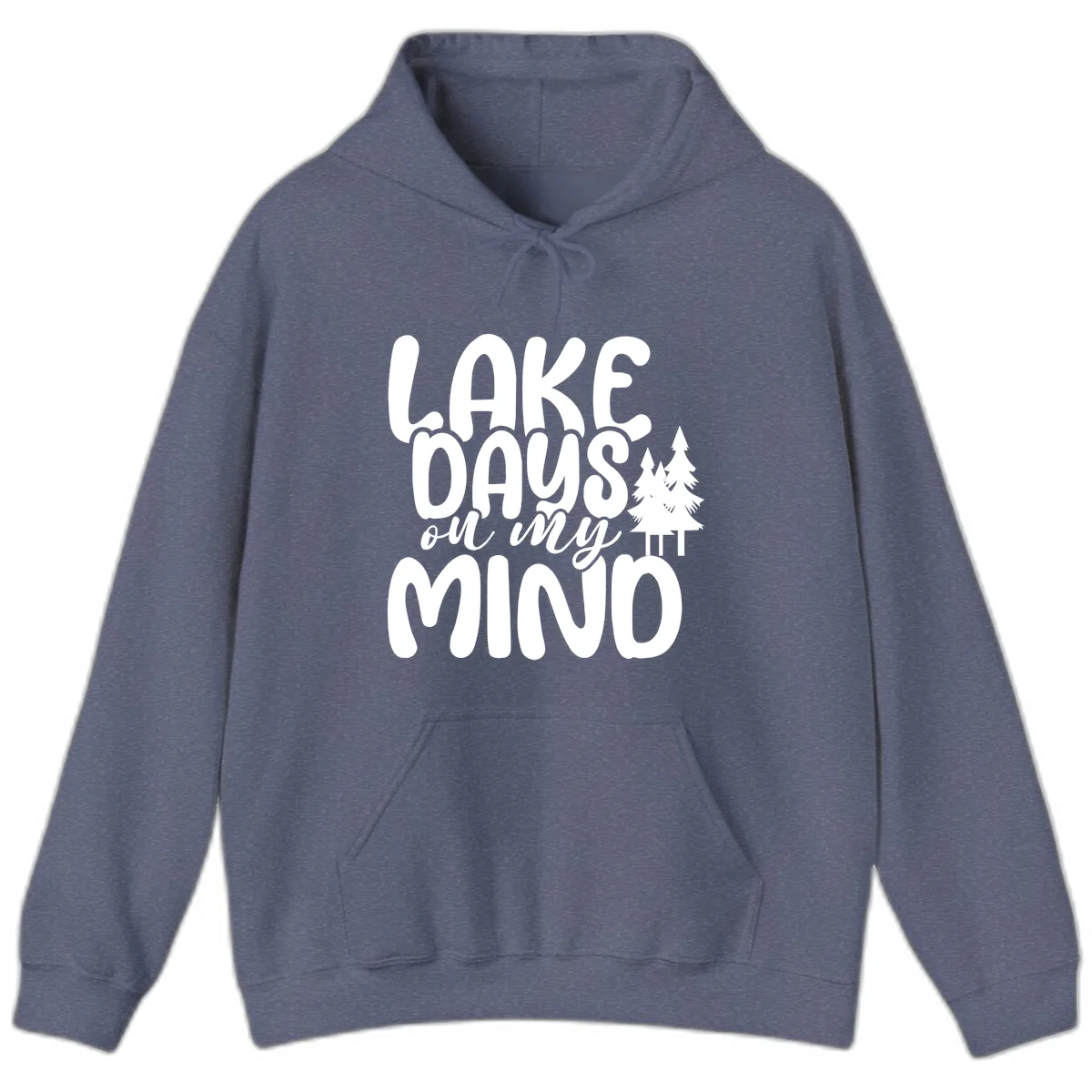 Lake Days On My Mind Graphic Hoodie in Heather Navy
