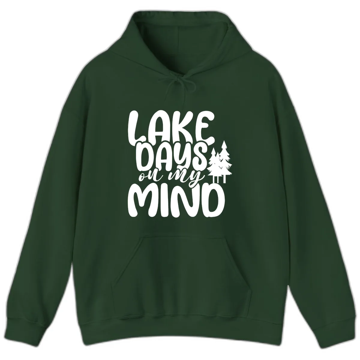 Lake Days On My Mind Graphic Hoodie in Forest Green