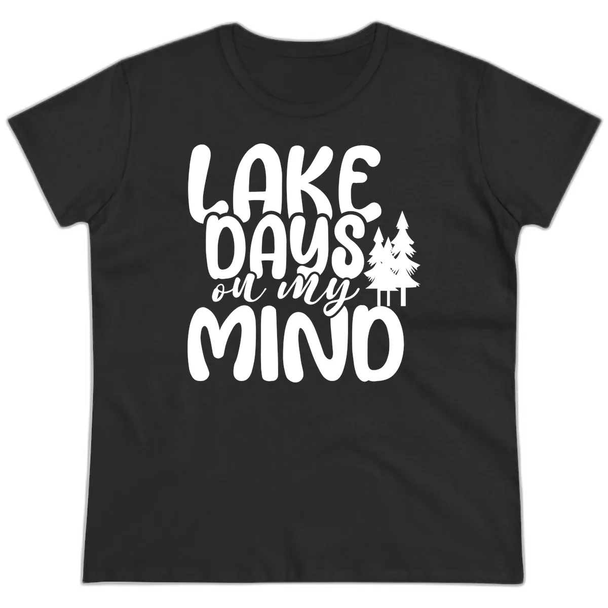 Lake Days On My Mind Graphic Ladies Tee in Black