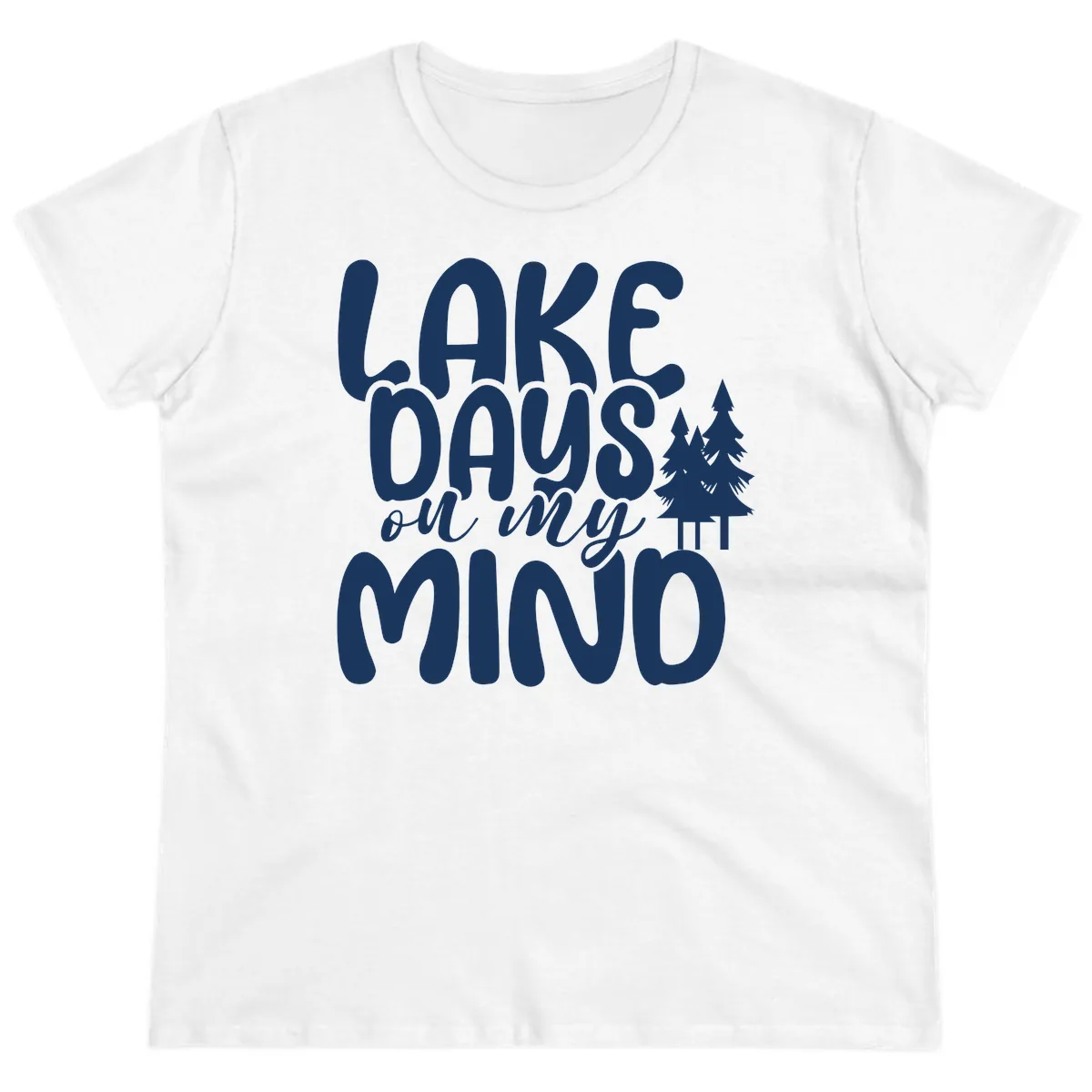 Lake Days On My Mind Graphic Ladies Tee in White