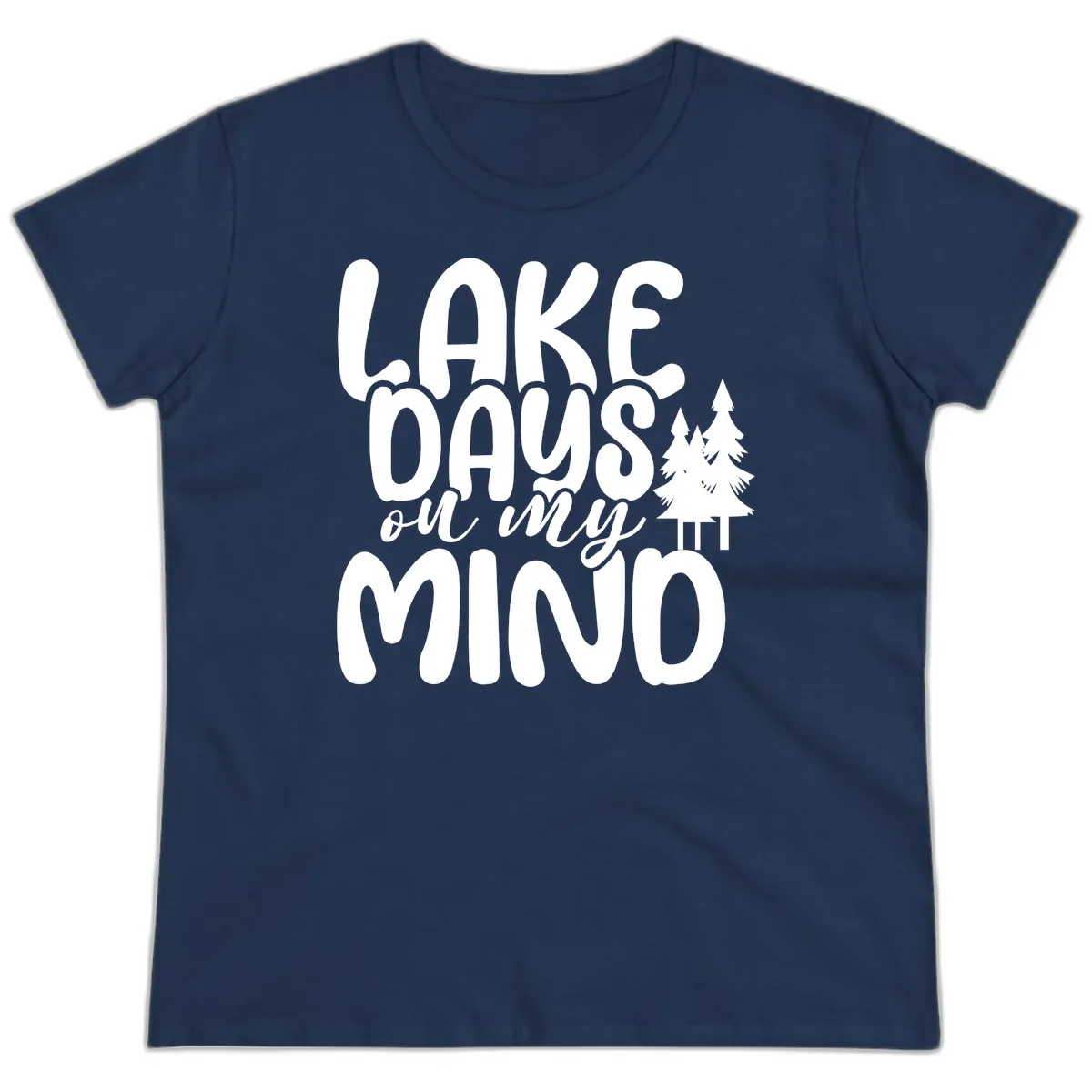 Lake Days On My Mind Graphic Ladies Tee in Navy